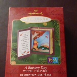 Vintage Hallmark A Blustery Day Pooh Ornament - Red and Green